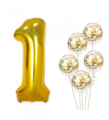 Large Number Gold Confetti Balloon