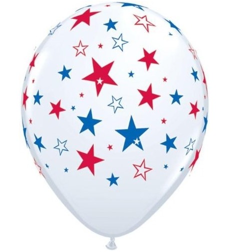 Patriotic White Stars Latex Balloons