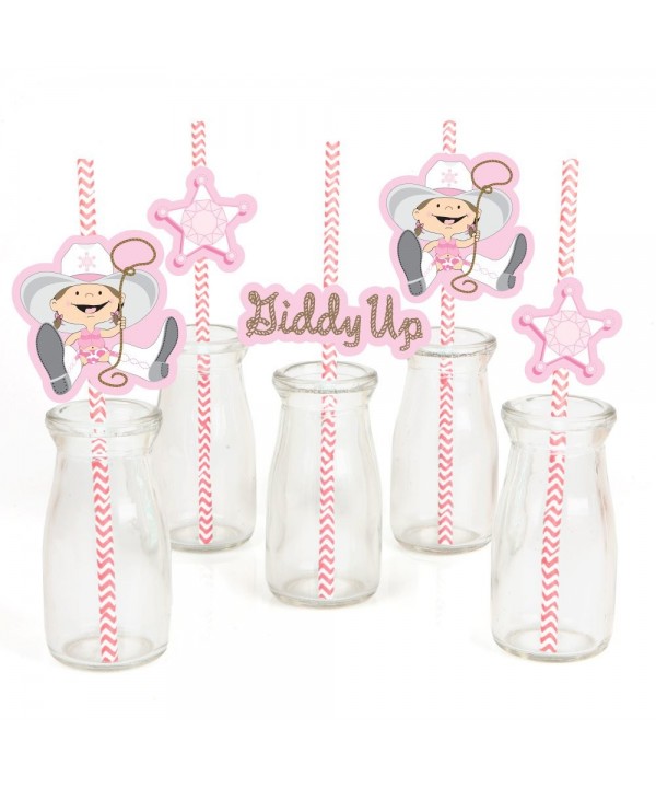 Little Cowgirl Paper Straw Decor