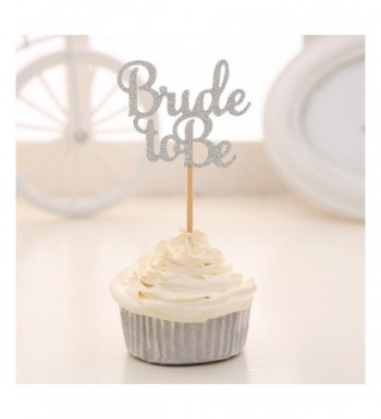 Silver Glitter Cupcake Toppers Wedding