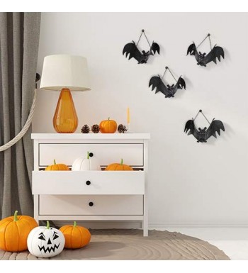 Halloween Hanging Bat - Set of 3 Realistic Looking Spooky Hanging Bats ...