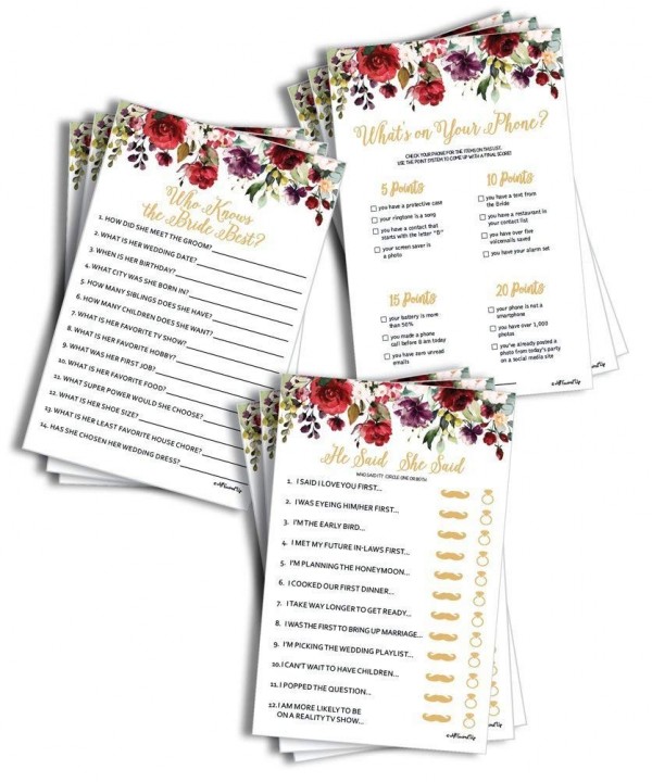 Burgundy Marsala Bridal Shower 150 sheets