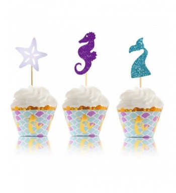 Mermaid Cupcake Toppers Wrappers Supplies