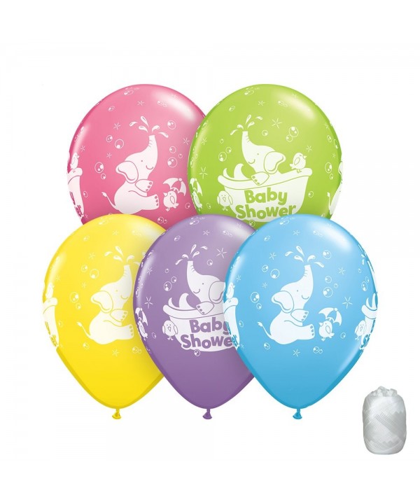 Shower Elephants Balloons Matching Ribbons