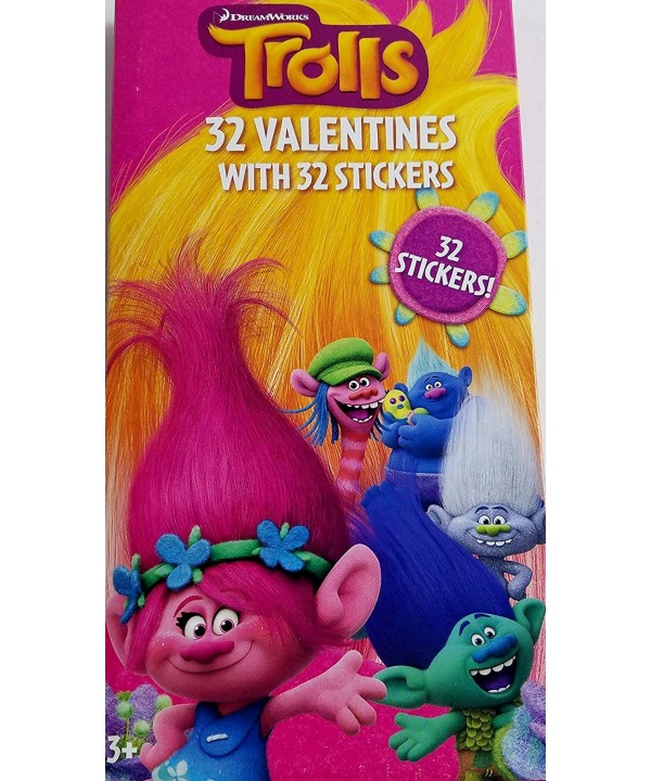 Trolls 32 Valentines Stickers