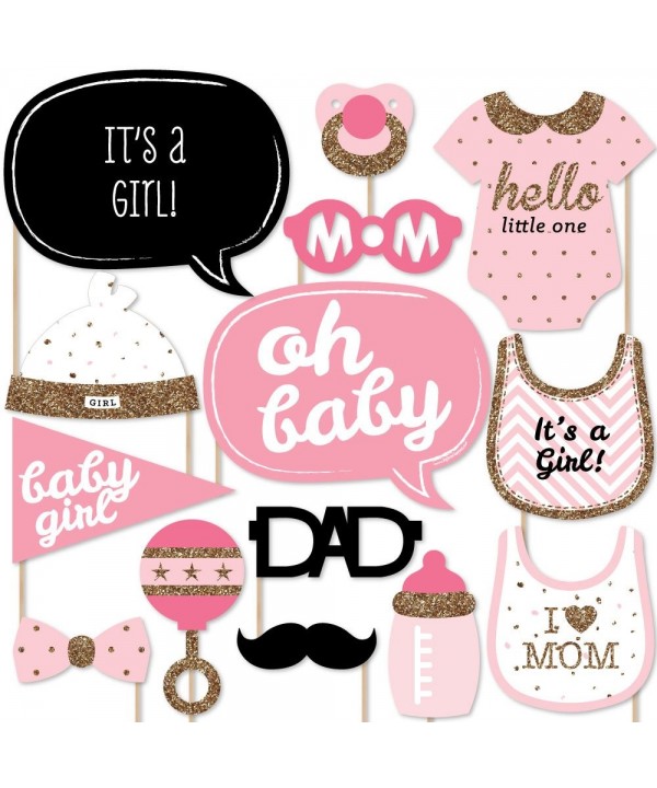 Hello Little One - Pink and Gold - Girl Baby Shower Photo Booth Props