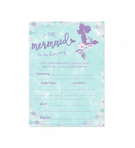 Mermaid Shower Invitations Purple Accents