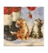 Cocktail Beverage Napkins Christmas Kittens